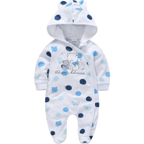 Spring Autumn New Baby Boys Romper Cotton Hooded Onesies Toddler Baby Girls Clothes Newborn Baby Jumpsuit Infant Boy Coveralls