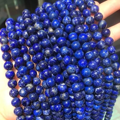 NEW 3A Natural Stone Lapis Lazuli Round Loose Beads 15" Strand 4 6 8 10 12MM Pick Size DIY Necklace Bracelet DIY Charm bracelets