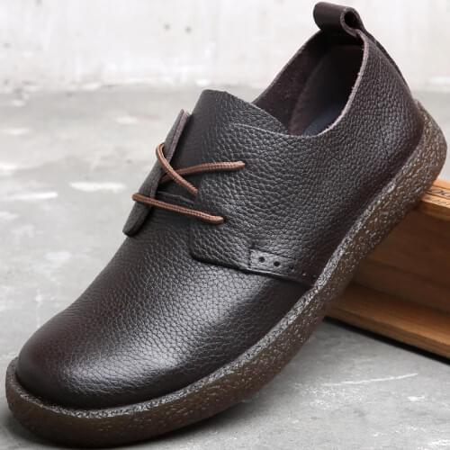 2021 New Mens Leather Casual Shoes Round Toe Lace-up/Loafer Soft Sole Loafer Breathable Designer Cow Surface Driving Shoes 2258