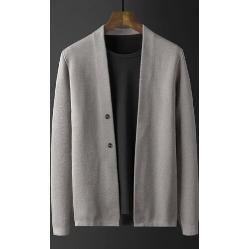 Brand Autumn Gray Korean Clothes Two Button Cardigan Casual Sweater Men Winter Jacket V Neck Knitted Jumpers Sueter Hombre Mens