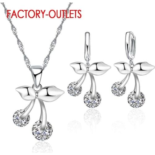 925 Sterling Silver Bridal Jewelry Sets Fashion Jewelry Cute Plant Pattern CZ Cubic Zirconia Women Girls Engagement Anniversary