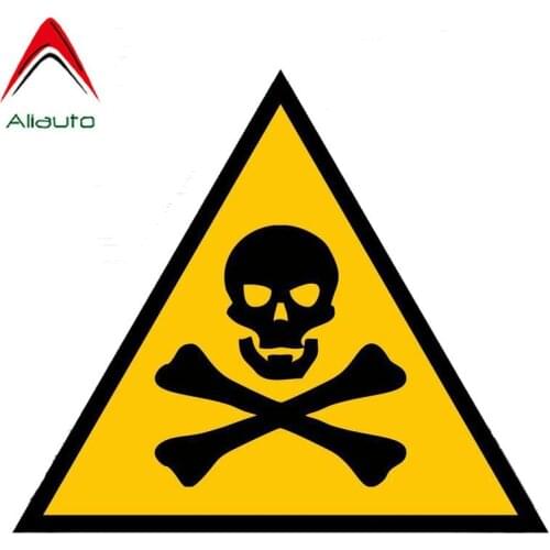 Aliauto Creative Warning Car Sticker Danger Skull Accessories PVC Decal Cover Scratches for Toyota Vw Passat Renault,15cm*17cm