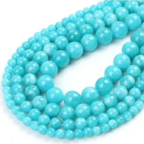 Natural Beads Sea Blue Angelite Stone Round Loose Spacer Beads For Jewelry Making DIY Handmade Bracelet 15"strand 6/8/10/12mm