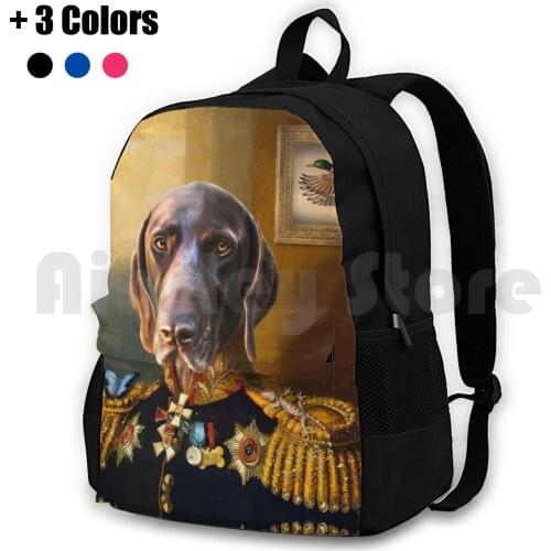 German Short Haired Pointer Dog Portrait-Chip Outdoor Hiking Backpack Waterproof Camping Travel German Shorthaired Pointer