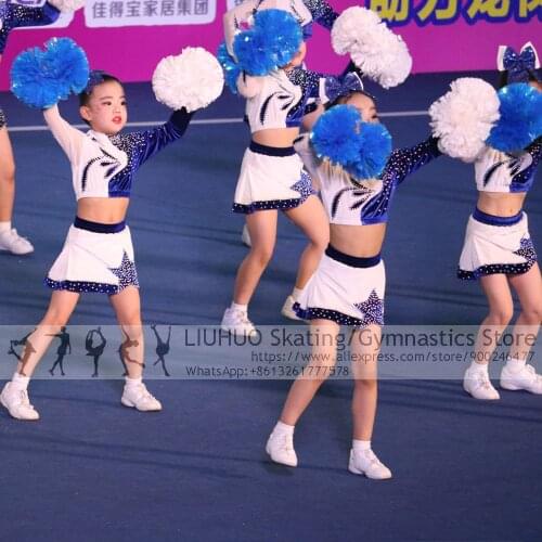 Aerobics Costume Figure Skating Dress Girls Swimwear Quality Crystals Cheerleading Long Sleeves Competition Ballroom Costumes