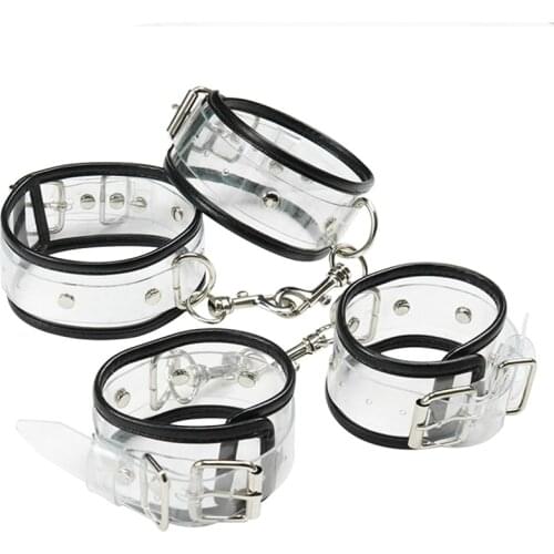Sexy Adjustable Clear Shackles Handcuffs set Ankle Cuff Restraints BDSM Bondage Toy Soft Plastic Sex Tied Up Exotic Accessories