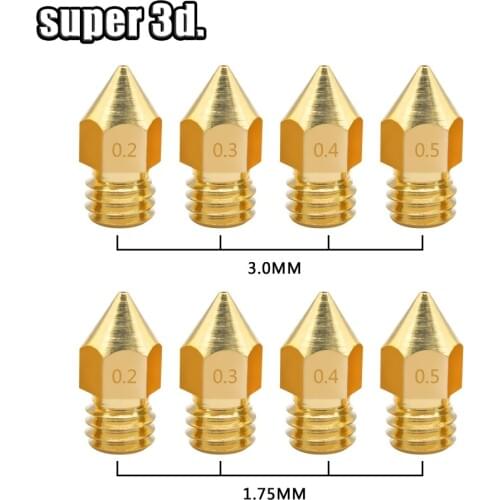 5pcs MK8 nozzle 1.75mm 3mm Filament 3D printer Extruder nozzle for prosa i3 extruder