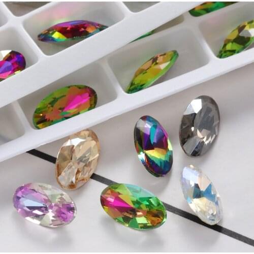 5.5x10mm Oval Shape Rhinestones For Needlework High Quality Home DIY Nail Rhinestones Pointback piedras decorativas