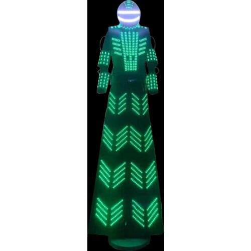 LED Robot Stilts Walker Costume Nightclub Stage Performance Kryoman Suit Cosplay Dress