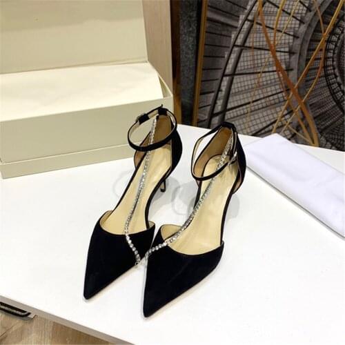 2021 New Summer Womens Shoes Pointed Toe Pumps Genuine Leather High Heel Luxury Brand Shoes Hot Sell High Heels SIze 34-42