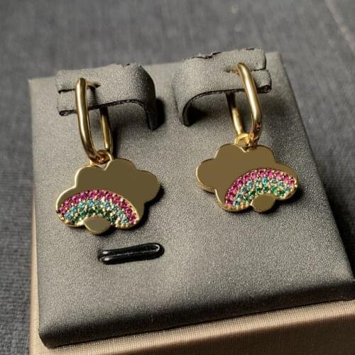 UMGODLY Fashion Earrings Yellow Gold Color Rainbow Cloud Earrings Micro Zirconia Stone Women Girls Party Brand Jewelry Gift
