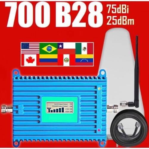 Band 28 75dB High gain Signal Booster 4G 700MHz Cell amplifier repeater France Spain Italy UK Germany INdia Saudi Arabia Israel