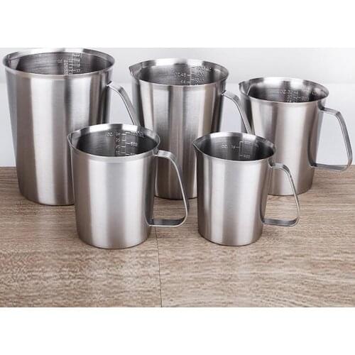 500/700/1000/1500/2000ml Measuring Cup Graduated/Baking/Liquid/Milk Coffee Stainless Steel Cup Pitcher Measure for Cooking Tool
