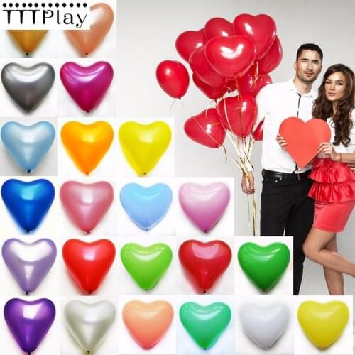 10pcs/lot 12inch Thick 2.2g Love Heart Latex Helium Balloons Romantic Valentines Day Wedding Party Decoration Balloon Supplies