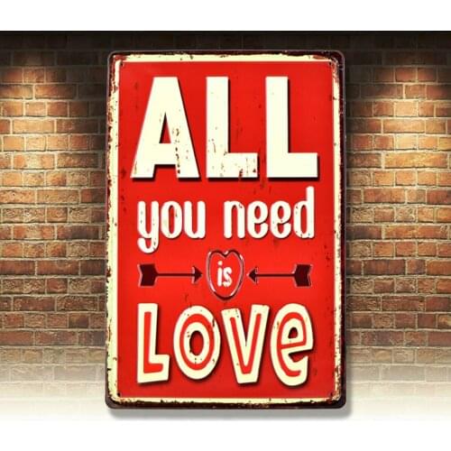 All you need is Love Vintage Tin Signs Metal Plate Decor Art Wall Poster