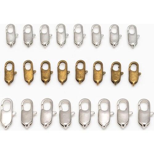 50pcs/lot Copper 801/ 802 Lobster clasp Buckle with jump ring Beads Crimp End Necklace Snap Chains diy jewelry