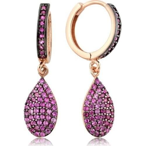 Mai Silver Women 'S Silver Red Cubic Zirconia Drop Earrings