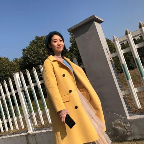 Wool Coat Women Vintage Women Coat Double Side Long Jacket Korean Windbreaker Abrigos Mujer Invierno 2020 18026 YY1206