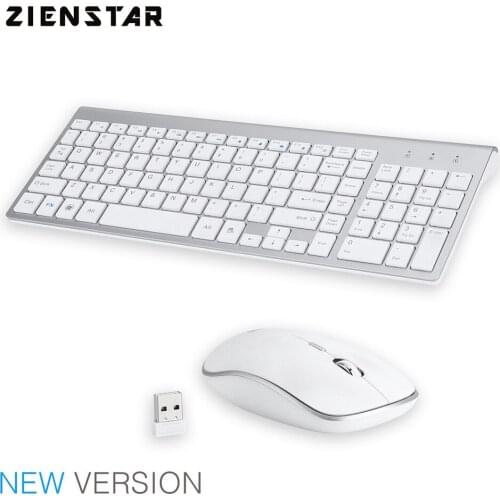 Zienstar English Letter Slim 2.4G Wireless Keyboard Mouse Combo with USB Receiver for Desktop,Computer PC,Laptop and Smart TV