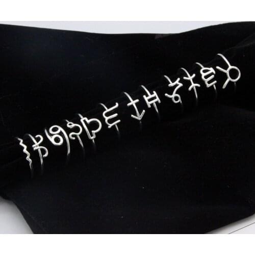 Gold Stainless Steel 12 Constellation Adjustable Rings For Women Cancer Leo Virgo Libra Sign Ring Zodiac Star Wedding Band