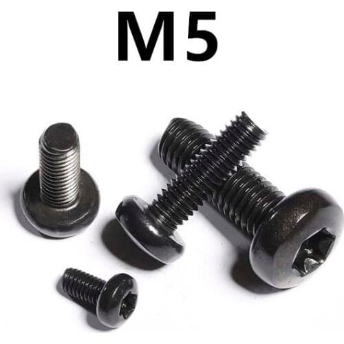 100/50pcs/lot M5x6/8/10/12/14/16/18/50mm GB2672 ISO14583 Black 304 Stainless steel pan head torx screw six-lobe machine screws