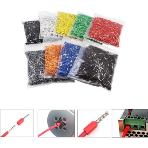 100pcs/Pack E0506 E0508 E4012 E1508 Insulated Ferrules Terminal Block Cord End Wire Connector Electrical Crimp Terminals