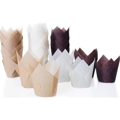 100PCS Disposable Paper Cake Decoration Tool Mold Tulip Flower Chocolate Cupcake Wrapper Baking Muffin Paper Liner