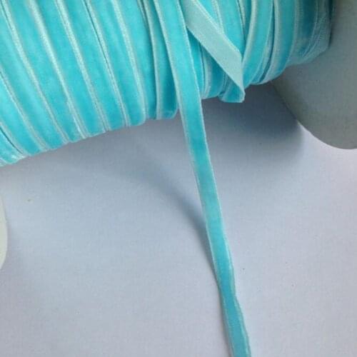 2/8" (6mm) 20Yards Light Blue Velvet Ribbon Lace Trims DIY Punk Rock Necklace Handmade Garments Accessories