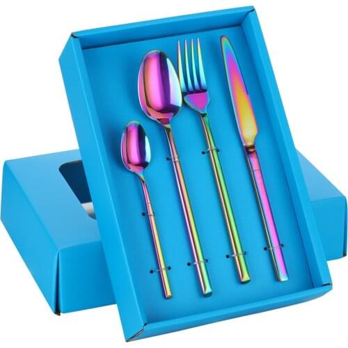 20pcs Stainless Steel Cutlery Sets With Gift Box Luxury Dinnerware Set Rainbow Dinner Knife Spoon Fork set