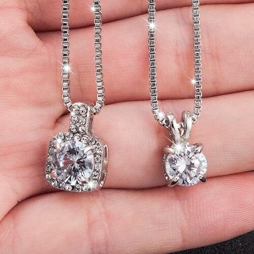 2021 Classic Wedding Crystal Color Teardrop Pendant Necklace for Women Trendy Rhinestone Collar Necklace Jewelry statement