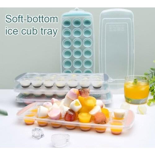 21 Grid Round Silicone Ice Tray TPR Resilient Soft Bottom Ice Tray Mold Beer Ice Cube Mold Whiskey Wine Cocktail DIY Maker Tool