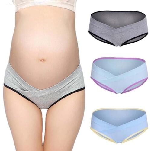 3Pcs/Lot Cotton Maternity Underwear U-Shaped Low Waist Pregnancy Briefs For Pregnant women Plus size Panties Clothes