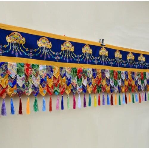 500CM long Buddhism TOP Decorative Art Buddhist HOME Temple Embroidery wall Hanging Altar Enclosing curtain draperies streamers