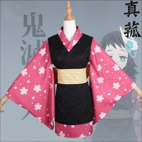 Anime! Demon Slayer: Kimetsu no Yaiba Makomo Battle Suit Lovely Kimono Uniform Cosplay Costume Halloween Outfit Free Shipping