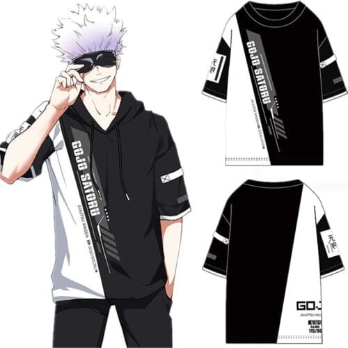 Anime Jujutsu Kaisen Gojo Satoru Fashion Round Collar Short Sleeve T-shirt Tee Casual Summer Men Women Loose Tops Student