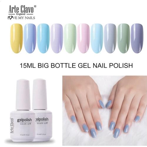 Arte Clavo 64 Colors Nail Gel Poliah Light Color Series Light Color Series Soak Off 15ml Big Bottle LED Polish Nail Art Manicure