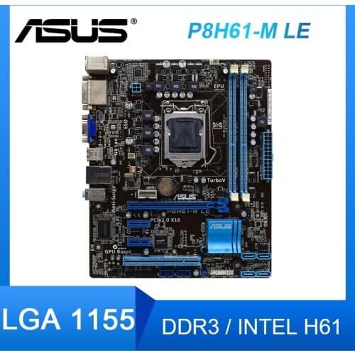 ASUS P8H61-M LE Original PC Motherboard LGA 1155 Intel H61 DDR3 16GB DVI VGA PCI-E 2.0 USB2.0 uATX Used Desktop PC Mainboard