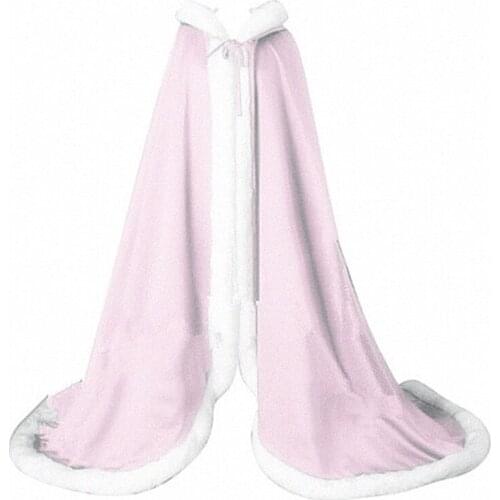 Bridal Winter Keep warm Hooded Faux Fur Trim Satin Wedding Shawl Cape Mantles Wraps in Bridal wedding shawl Cloak Accessories