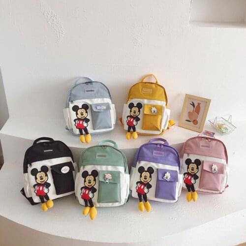 Childrens Cartoon Mickey Mouse Fashion Backpack Boys and Girls Bags 4-7Y Kindergarten Portable Outdoor Travel Bag 2021 New