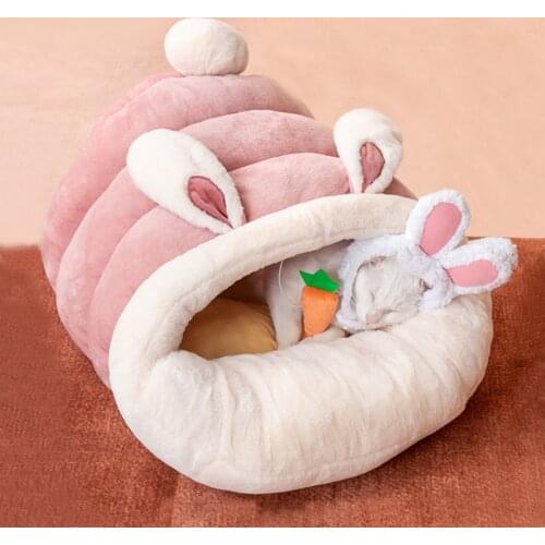 Cat Cave Nest Snail Puppy House For Teddy Small Medium Dog Bed Basket Cat Bed Accessories Sofa Sit Cushion Kennels Pet Supplies