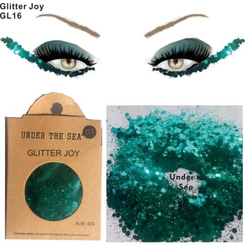 GL16 one pack of Green Under the Sea Chunky Eye Glitter Hair Body Sequins Decorations Festival Body Dance Makeup Body Art