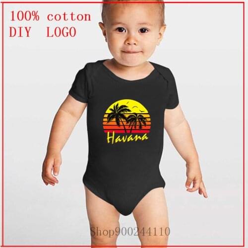 Cuba Havana Tropical Sunset Printing Bodysuits Baby Newborn Boys Girls Jumpsuit Short Sleeve Clothes Infant Outfits for Kid Gift