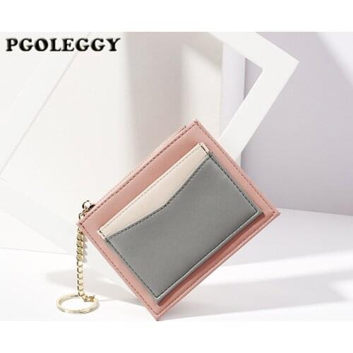 Credit Card Holder Antitheft RFID Patchwork Zipper Leather Security Women Card Wallet Coin Purse Business Card Holder Wallet