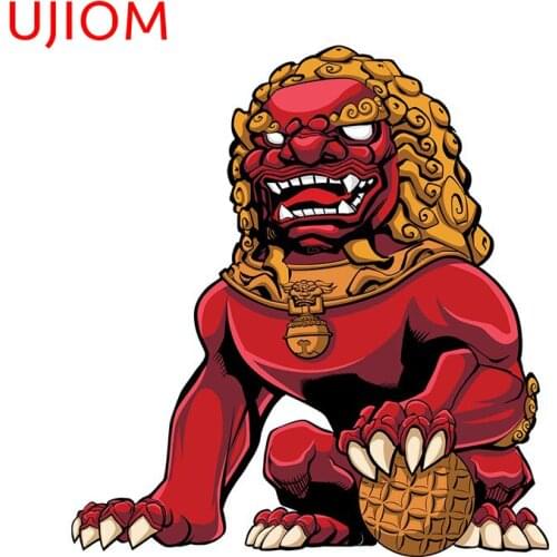 UJIOM Chinese Lion Red Decor Poster Home Decoration Bedroom Living Room Decorations Cartoon Anime Vinyl Wall Stickers Wallpaper