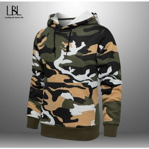 Mens Military Camouflage Hoodies Autumn Winter Hooded Sweatshirts Male Camo Hoody Hip Hop Streetwear Clothing 2021 New Fashion