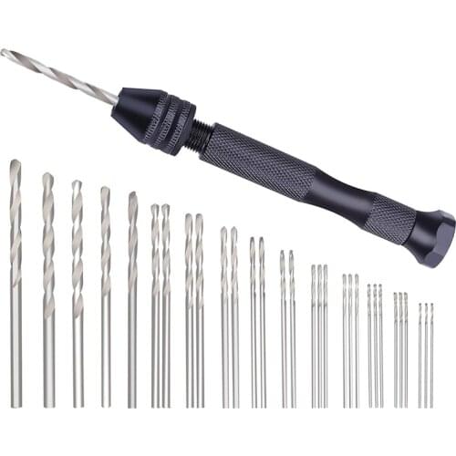 Hand Drill Bits Set 31Pcs Hand Drill Set Precision Pin Vise Micro-Mini Twist Drill Bits For Metal Wood, Delicate Manual Work