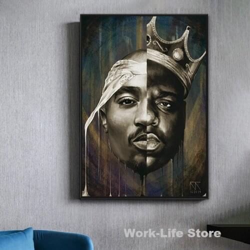Tupac Shakur Wall Art Poster The B.I.G Biggie Smalls 2PAC Print Canvas Painting Hip Hop Rapper King Wall Pictures For Home Decor