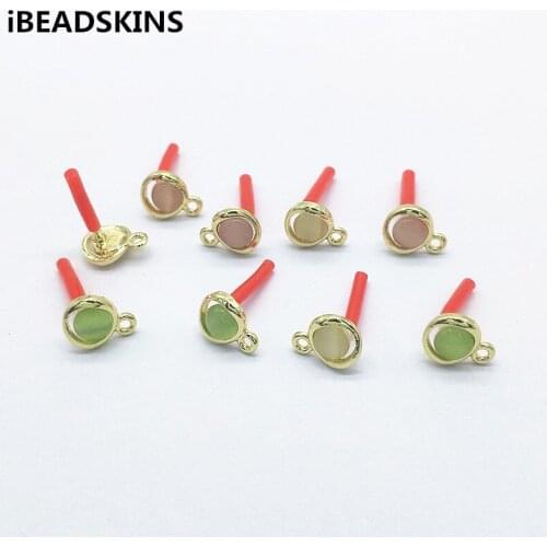 New arrival! 12x10mm 100pcs Cat eye effect Round shape Earrings Stud for Earrings parts,hand Made Earrings Findings Jewelry DIY