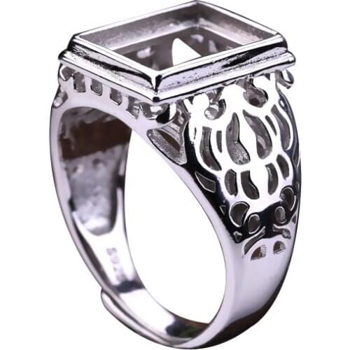 Art Deco 925 Sterling Silver Men Engagement Wedding Ring 9x12mm Princes Cabochon Semi Mount Ring Fine Jewelry Setting