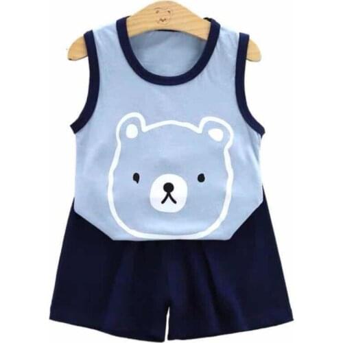 Baby boys girls summer sets vest+shorts 2pcs/set breathable pure cotton shirt 1-8T little kids cotton sleeveless outwear t shirt